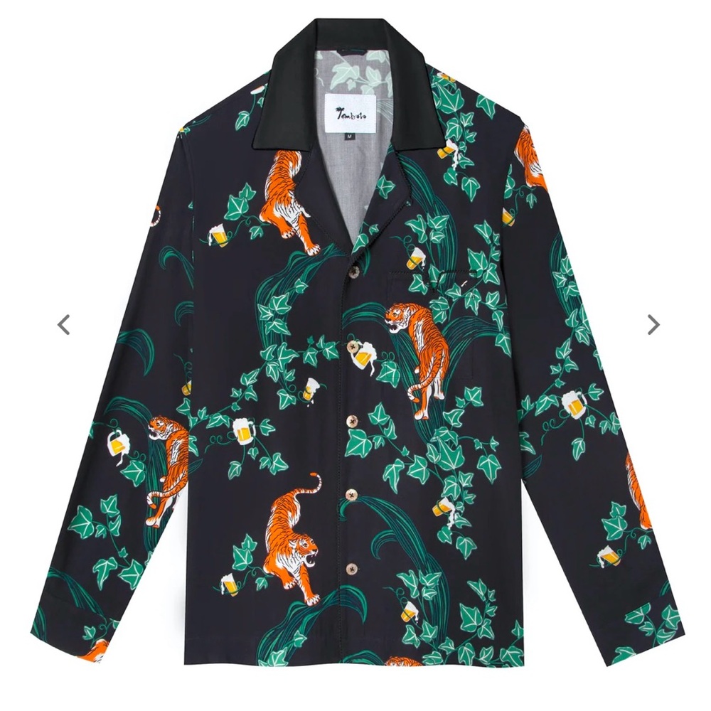 TOMBOLO “Crouching Tiger, Hidden Beverage” Long Sleeve Shirt size MEDIUM